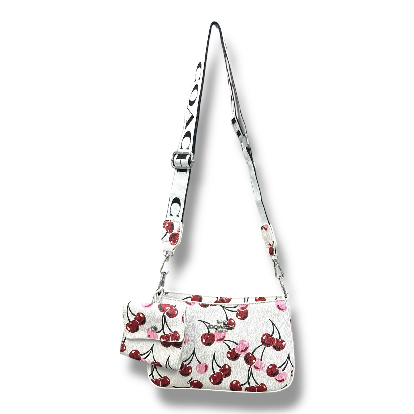 MANOS LIBRE ESTILO COACH - BLANCO CEREZAS ROJO VINO