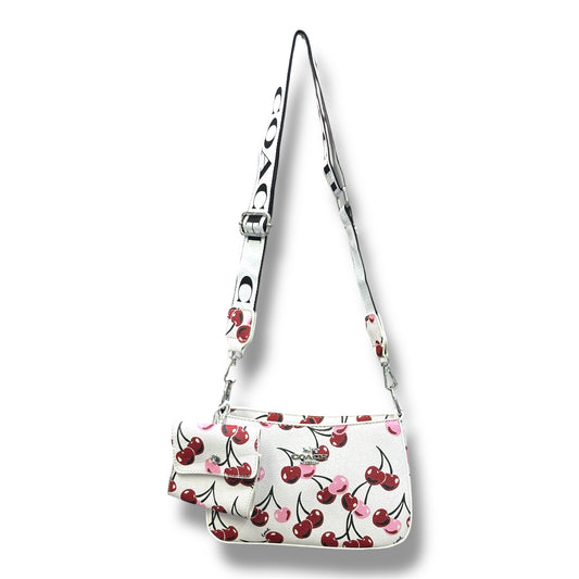 MANOS LIBRE ESTILO COACH - BLANCO CEREZAS ROJO VINO