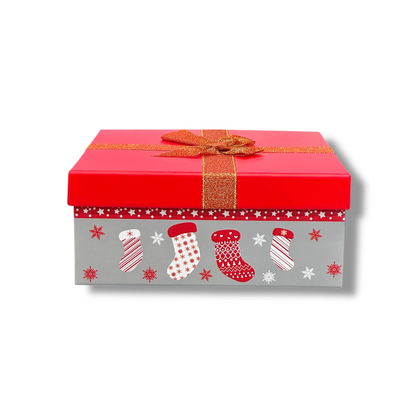 CAJA PARA REGALO CON TEMÁTICA NAVIDEÑA DE 21x21x8.7 CM
