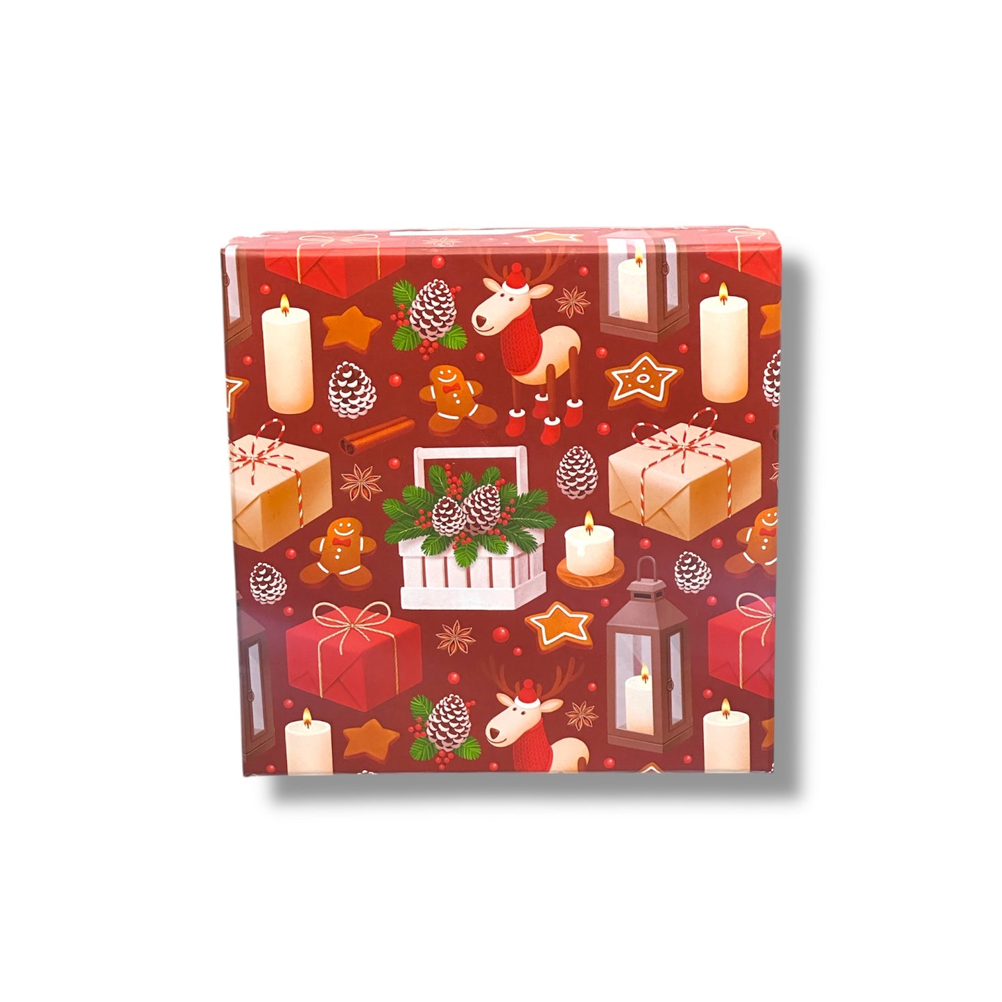 CAJA DE REGALO CON TEMÁTICA NAVIDEÑA DE 19.7x19.7x8.5 CM