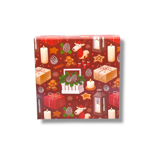 CAJA DE REGALO CON TEMÁTICA NAVIDEÑA DE 19.7x19.7x8.5 CM