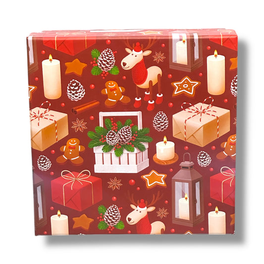 CAJA DE REGALO CON TEMÁTICA NAVIDEÑA DE 21.7x21.7x9.7 CM
