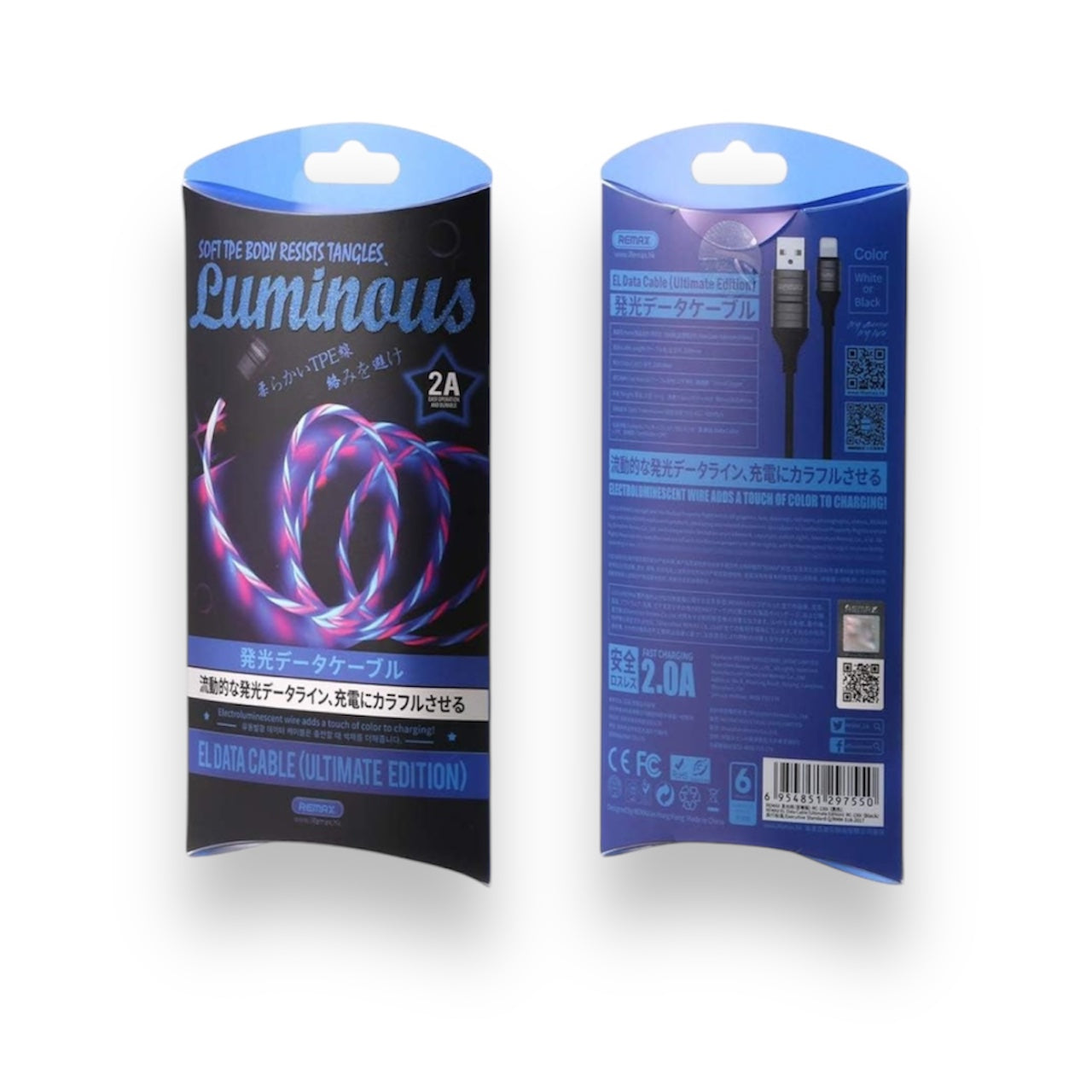 Cable Luminoso USB-A a LIGHTNING 2.4A 1M - REMAX RC-130i