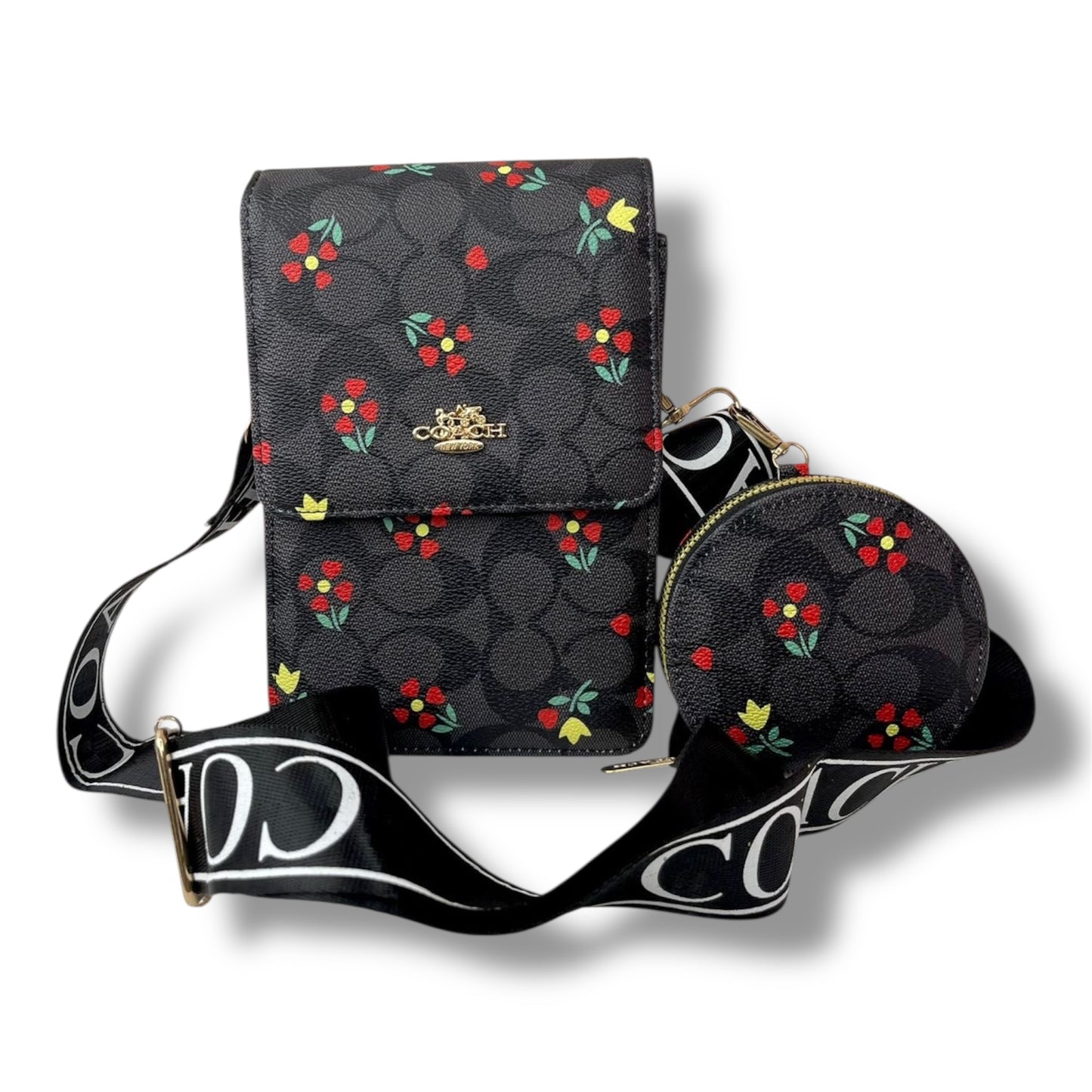 MANOS LIBRE ESTILO COACH CON DISEÑO DE FLORES