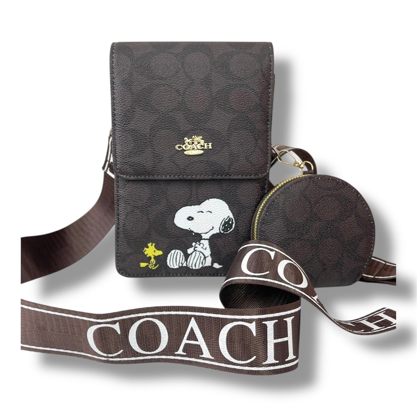 MANOS LIBRE ESTILO COACH CON DISEÑO DE SNOOPY