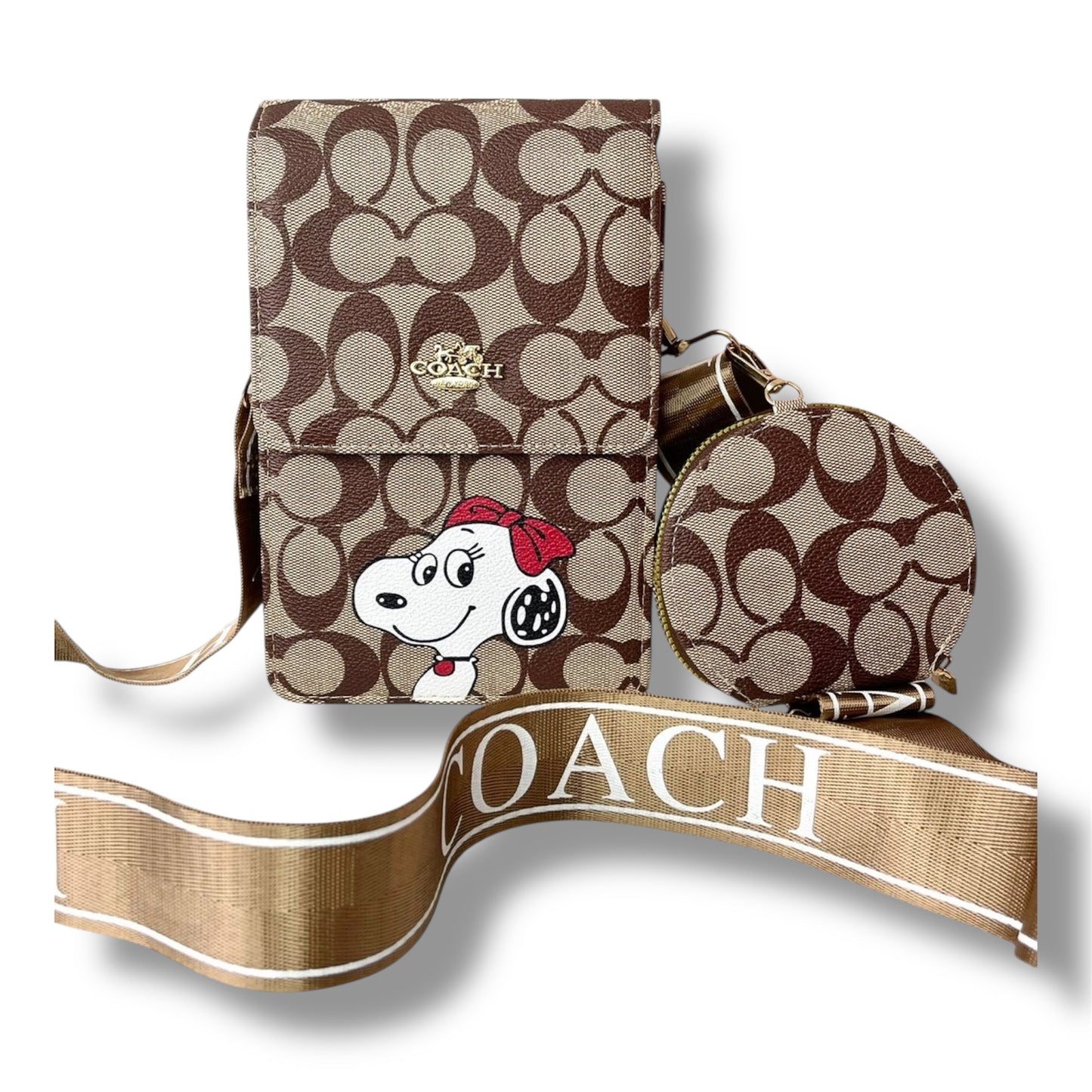 MANOS LIBRE ESTILO COACH CON DISEÑO DE SNOOPY
