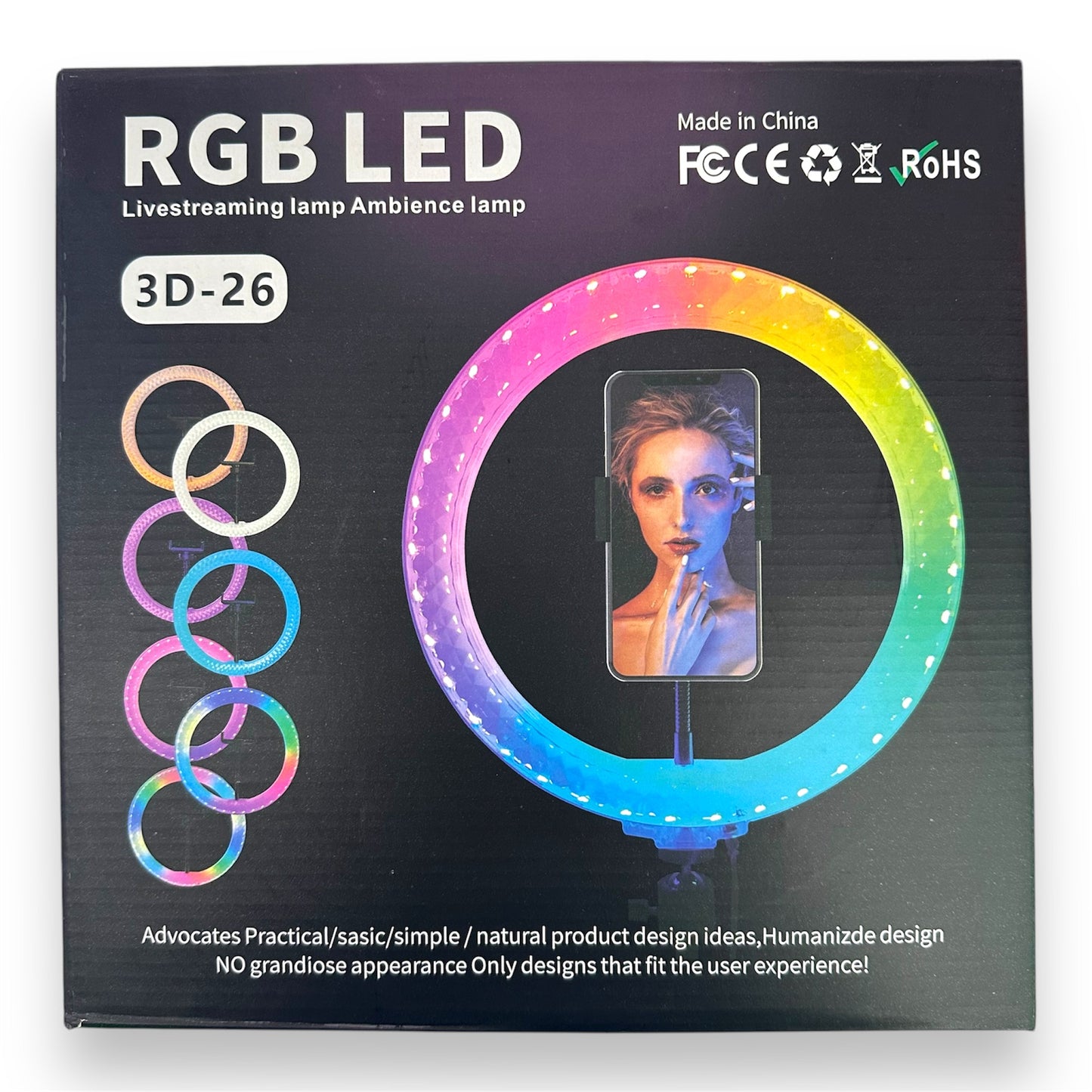 Trípode 2M Con Aro de Luz RGB LED 26CM - 3D-26