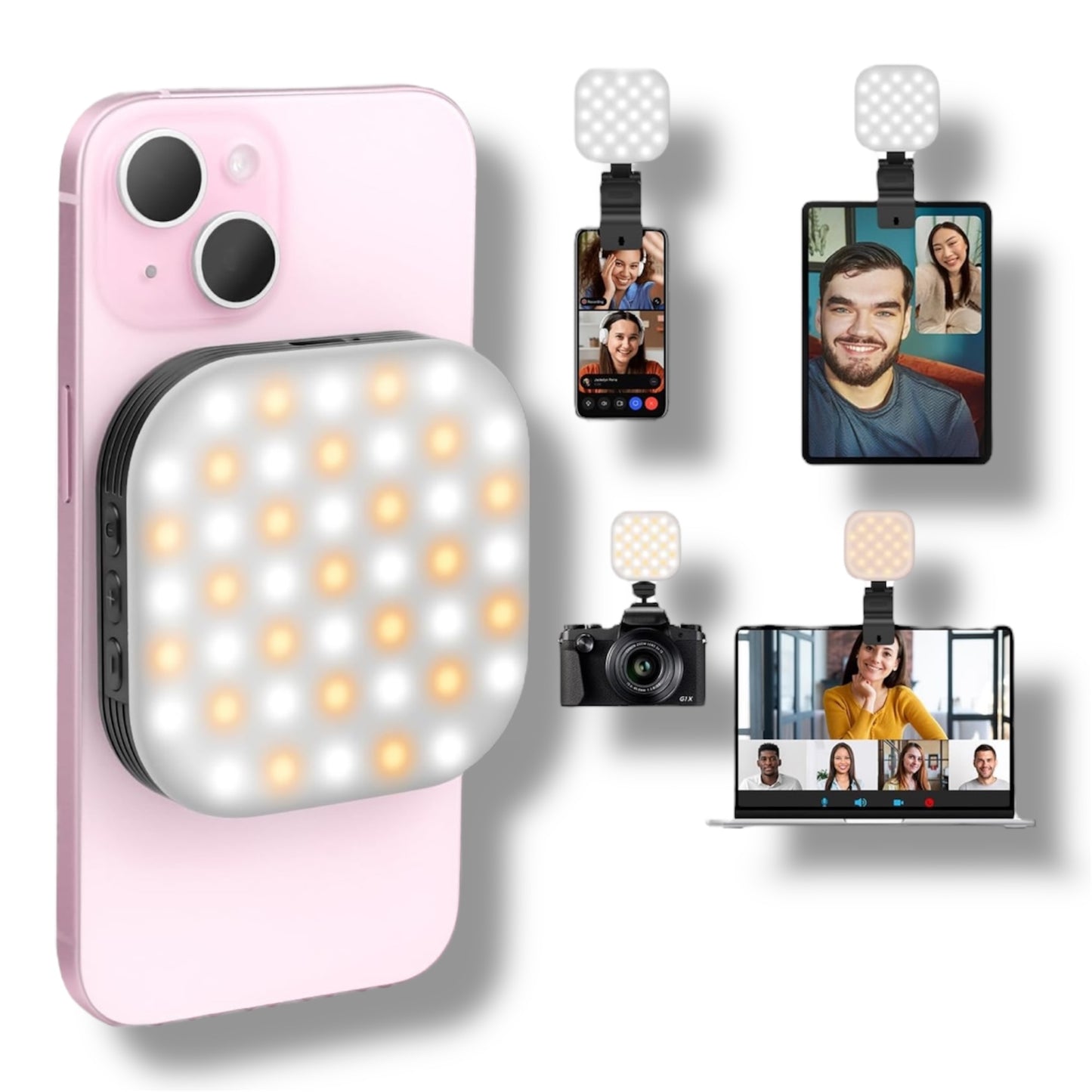 Luz magnética recargable para selfies y video, con trípode, 3 modos de iluminación y amplia compatibilidad. F-622