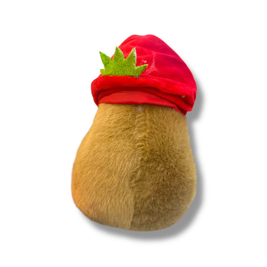 Peluche de Capibara con gorro de fresa de 25 CM