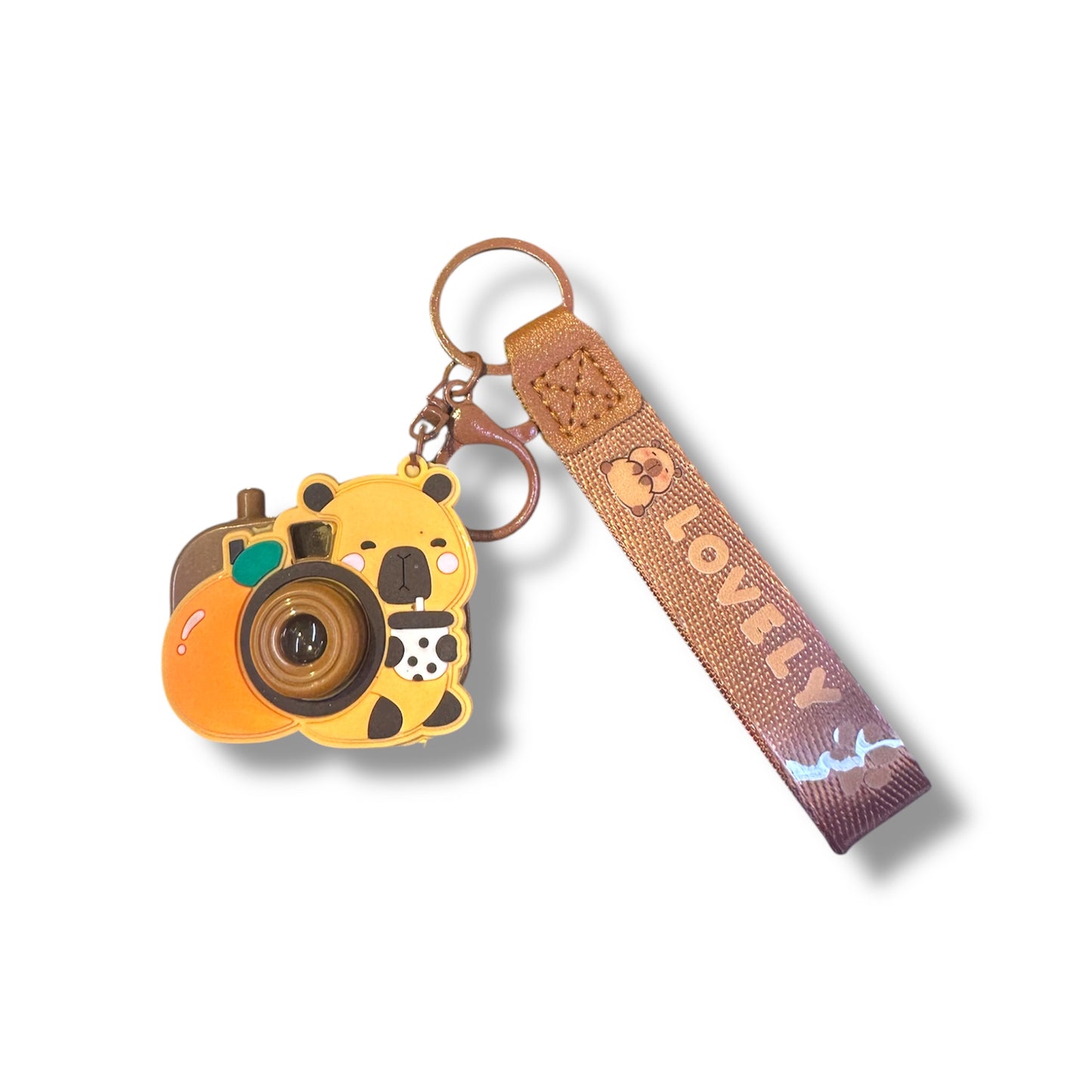 LLAVERO PLÁSTICO CON DISEÑO DE CÁMARA DE CAPIBARA