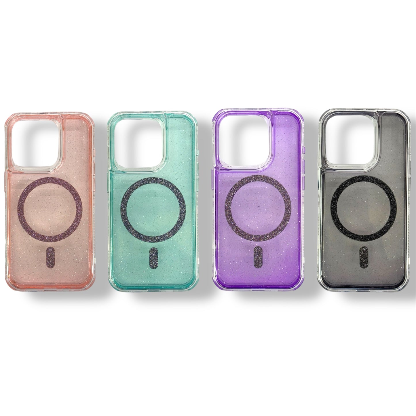 IPHONE 16 PRO MAX - ESTUCHE 360 ESCARCHADO TRASPARENTE CON MAGSAFE COLORES VARIOS
