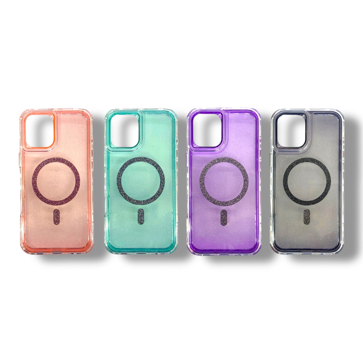 IPHONE 16 - ESTUCHE 360 ESCARCHADO TRASPARENTE CON MAGSAFE COLORES VARIOS