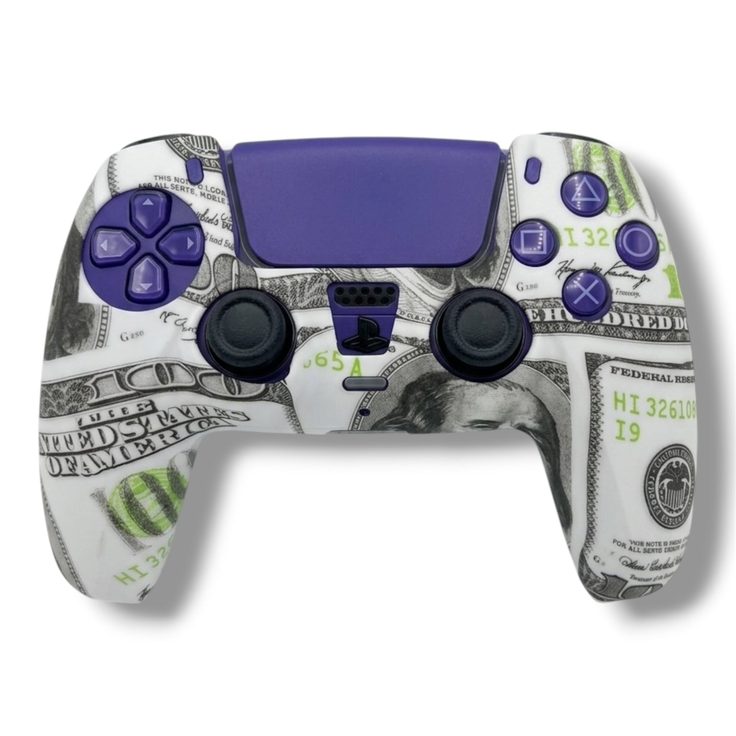 FUNDA PROTECTOR DE SILICONE PARA MANDO INALÁMBRICO DUALSENSE PS5 - BLANCO CON DISEÑO DE DÓLAR