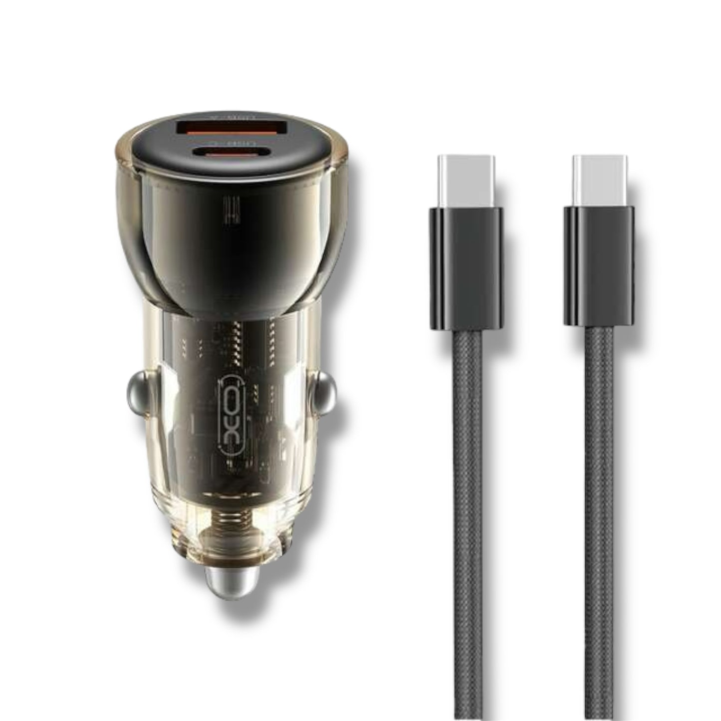 USB-A+C PD 30W + QC 30W CON CABLE CARGADOR PARA CARRO - XO-CC60