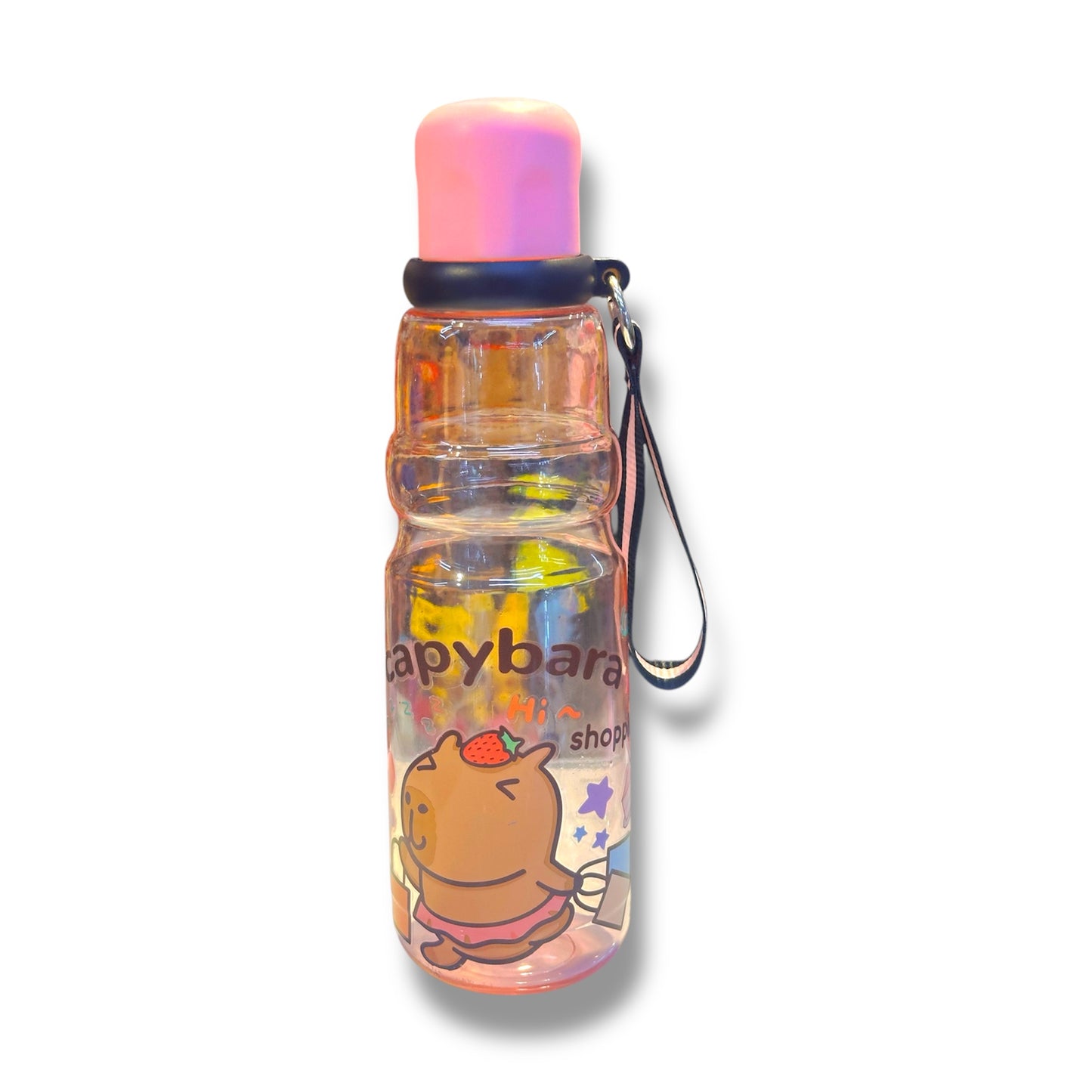 Botellas sencillas con estampados de Capibara - rosada - amarilla - 1 unidad
