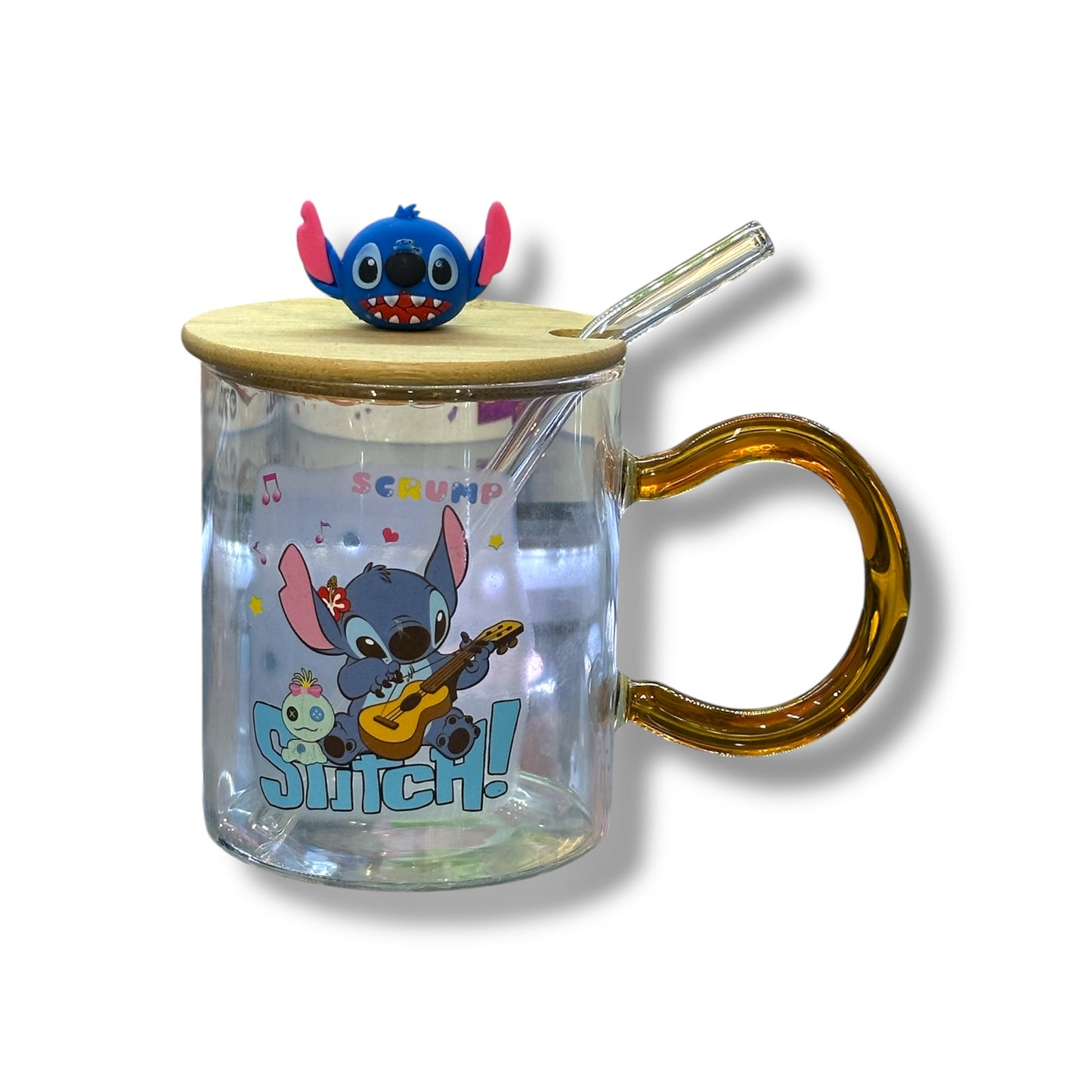 TAZA DE CRISTAL CON DISEÑO DE STITCH