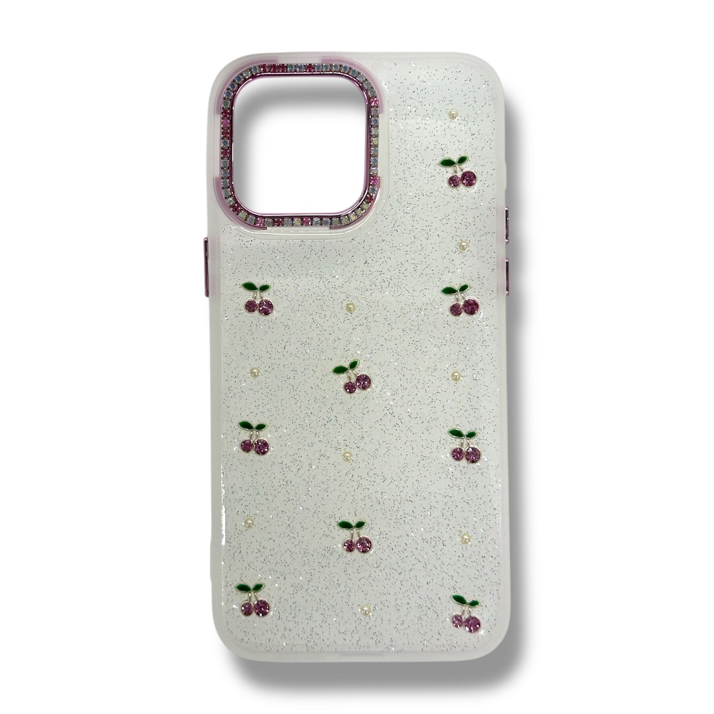 IPHONE 15 PRO MAX - ESTUCHE TRANSPARENTE - DISEÑO DE CEREZA