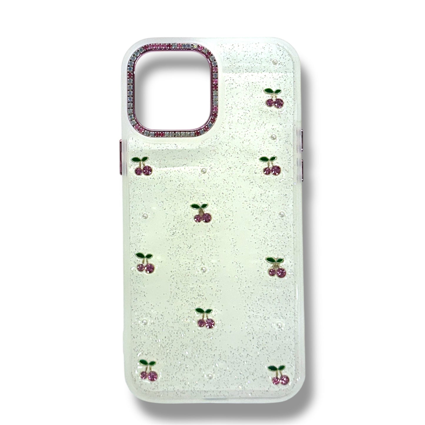 IPHONE 13 PRO MAX - ESTUCHE TRANSPARENTE CON RELIEVE - DISEÑO DE CEREZA