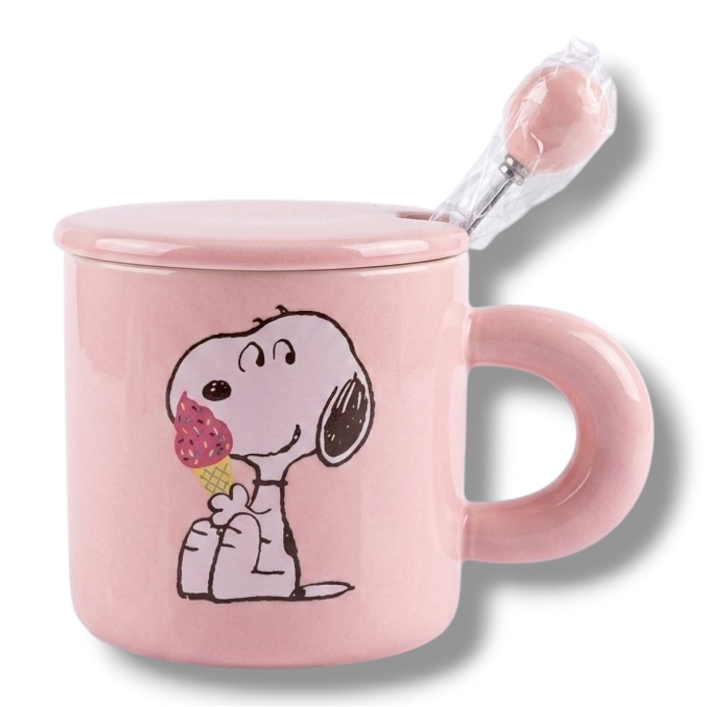 TAZA DE CERÁMICA CON DISEÑO DE SNOOPY - ROSA