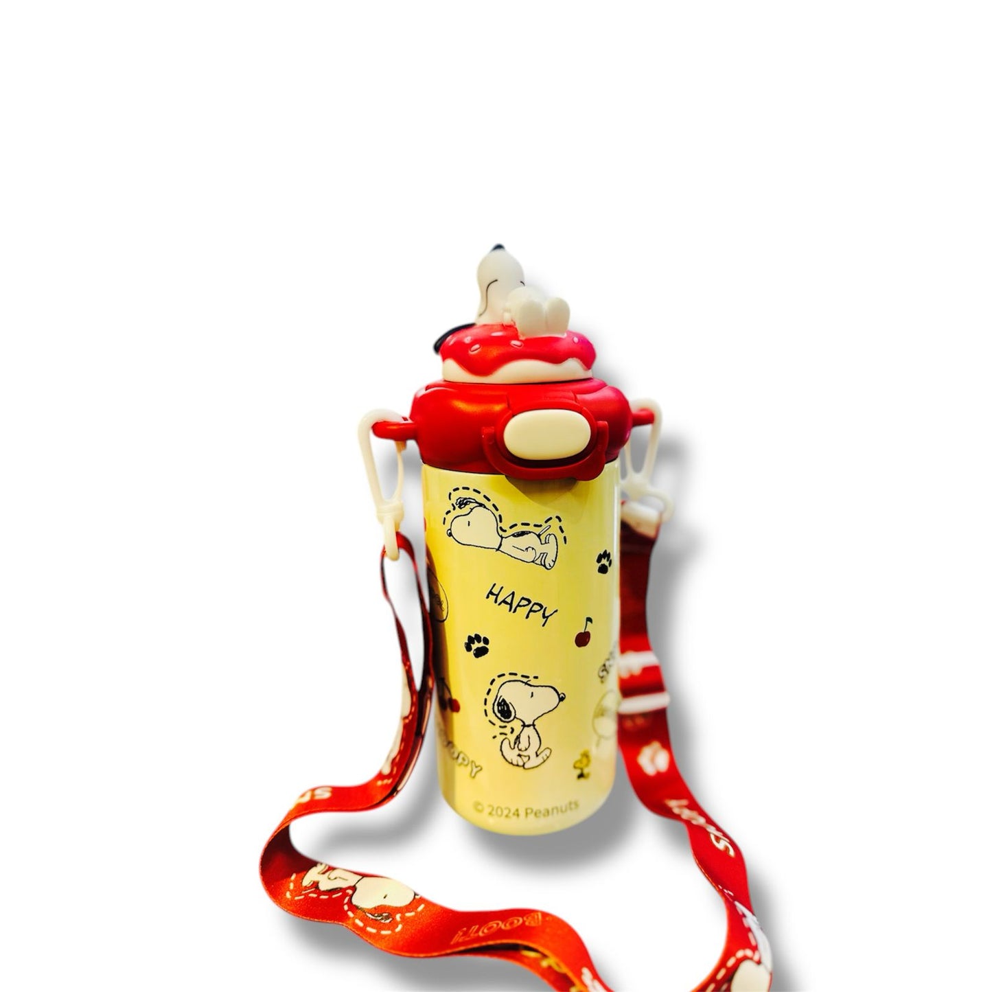BOTELLA TÉRMICA CON DISEÑO DE SNOOPY - ROJO
