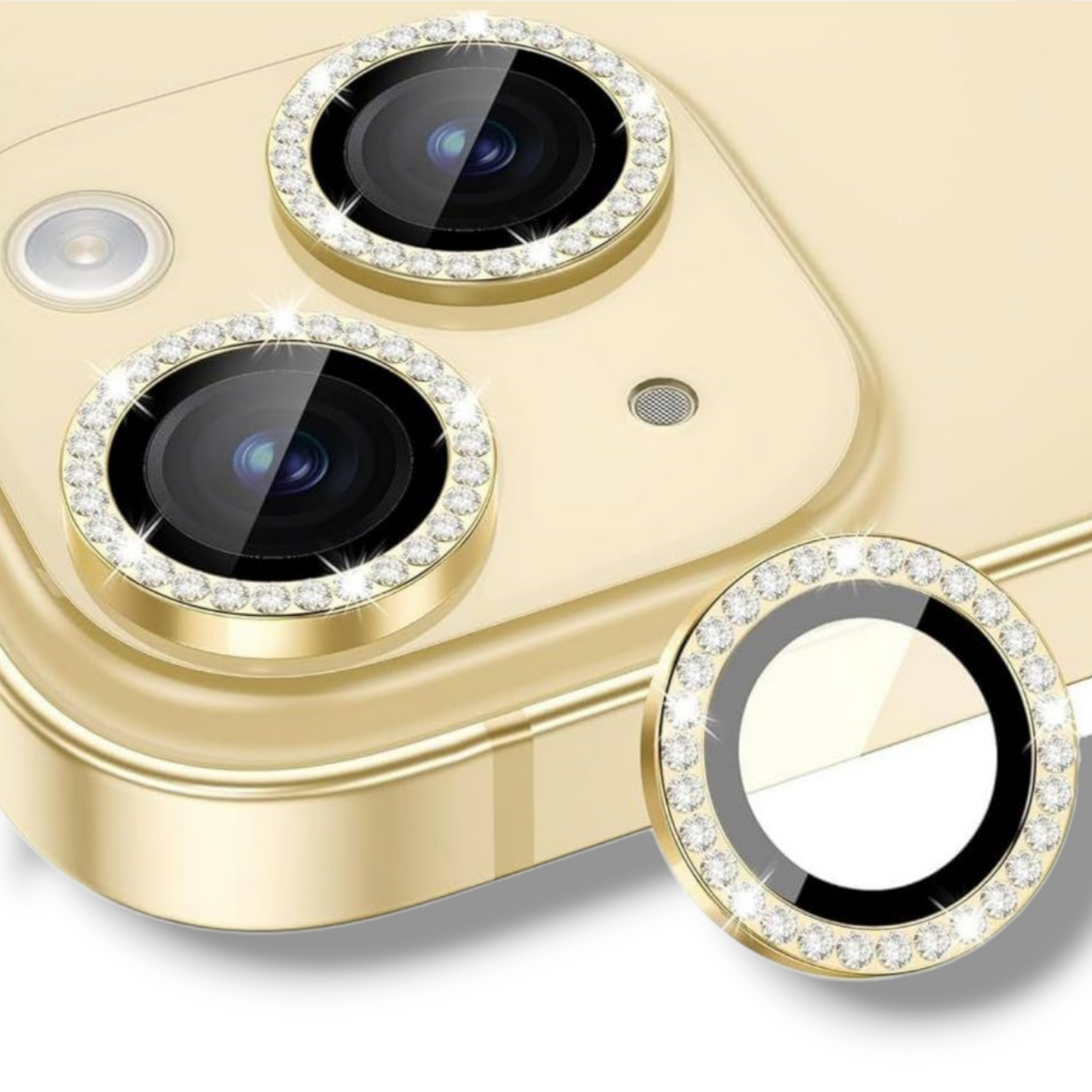 IPhone 13 / 13 Mini Temperado De Camara - Diamante / Dorado