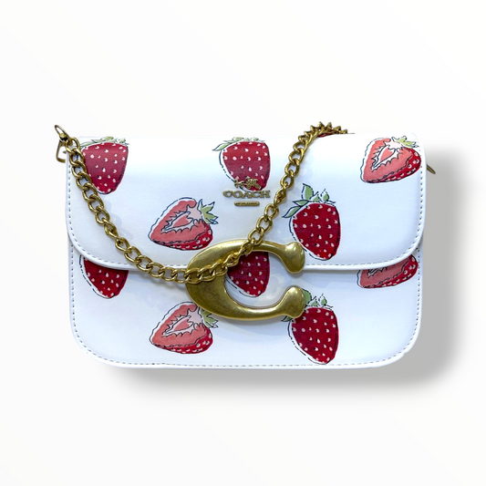 BOLSO DE MUJER ESTILO COACH FRESA - BLANCO