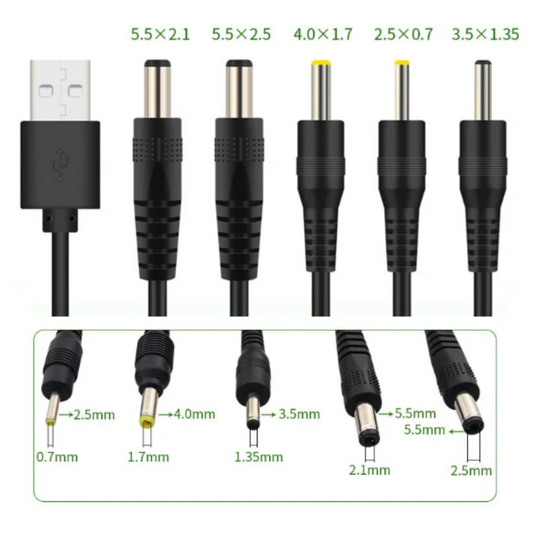 CABLE DE ALIMENTACIÓN USB-A A DC DE 5V 1M