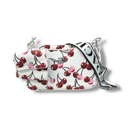 MANOS LIBRE ESTILO COACH - BLANCO CEREZAS ROJO VINO