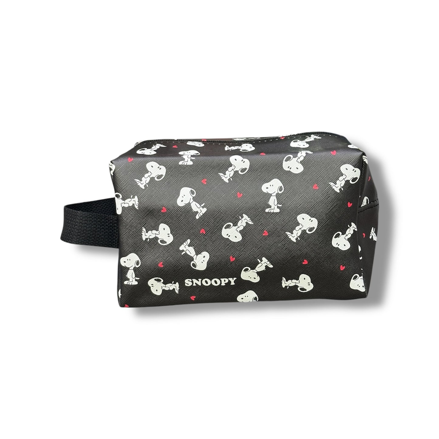 CARTUCHERA CON DISEÑO DE SNOOPY TIPO CUERO - NEGRO