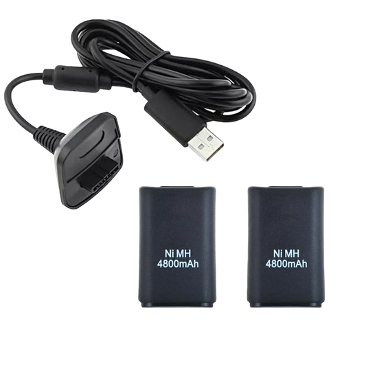 Paquete de 2 baterías con cable de carga para Control inalámbrico  Xbox 360