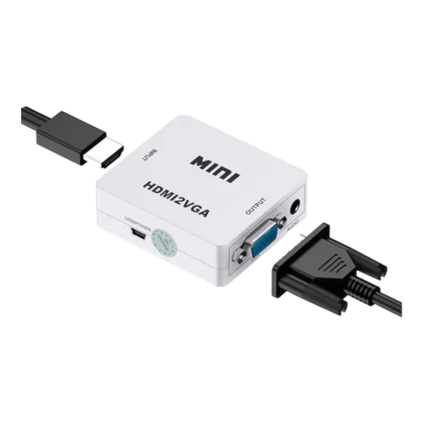 MINI CONVERTIDOR HDMI ENTRADA a VGA SALIDA ACTIVO AUDIO 3,5 mm 1080p - HDMI2VGA