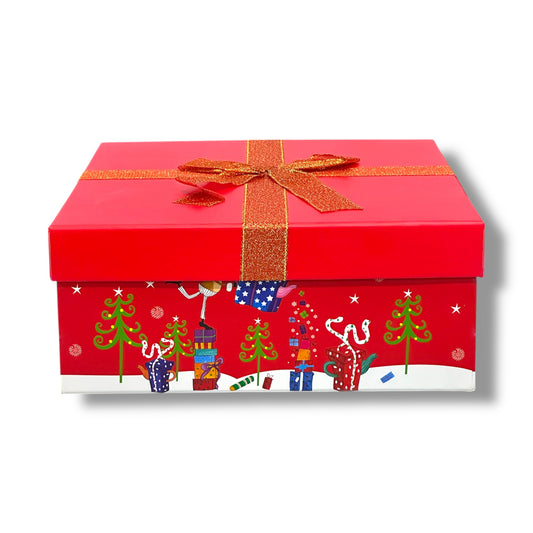 CAJA DE REGALO CON TEMÁTICA NAVIDEÑA DE 24.7x24.7x9.7 CM