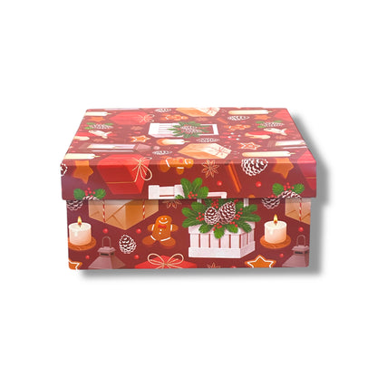 CAJA DE REGALO CON TEMÁTICA NAVIDEÑA DE 19.7x19.7x8.5 CM