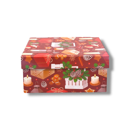 CAJA DE REGALO CON TEMÁTICA NAVIDEÑA DE 19.7x19.7x8.5 CM