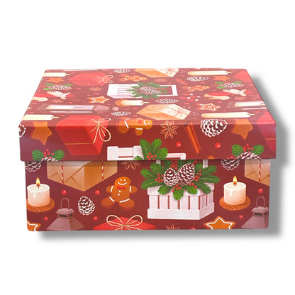 CAJA DE REGALO CON TEMÁTICA NAVIDEÑA DE 21.7x21.7x9.7 CM