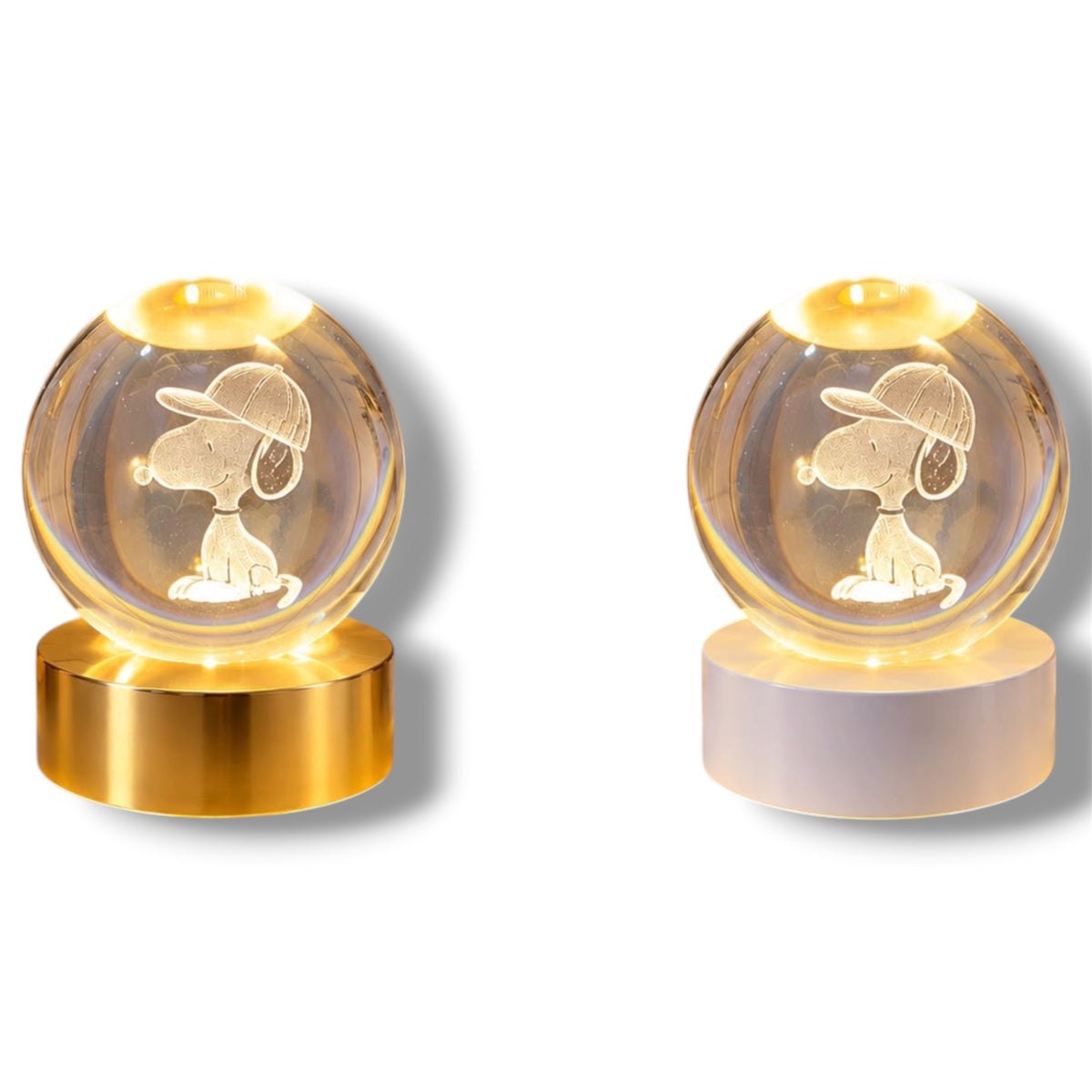 ESFERA DE CRISTAL CON BASE PLÁSTICA CON DISEÑO DE SNOOPY