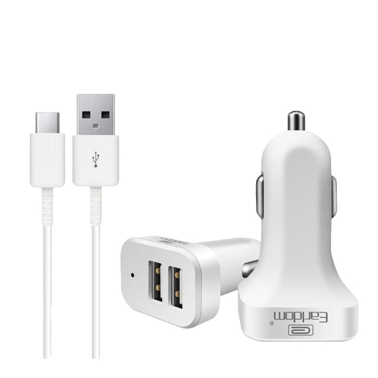Cargador Para Carro Earldom ES-131 Dual Puerto USB + Cable USB a USB-C