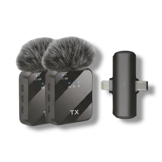 MICRÓFONO INALÁMBRICOS DOBLE PARA CELULAR USB - C A LIGHTING - F15-2