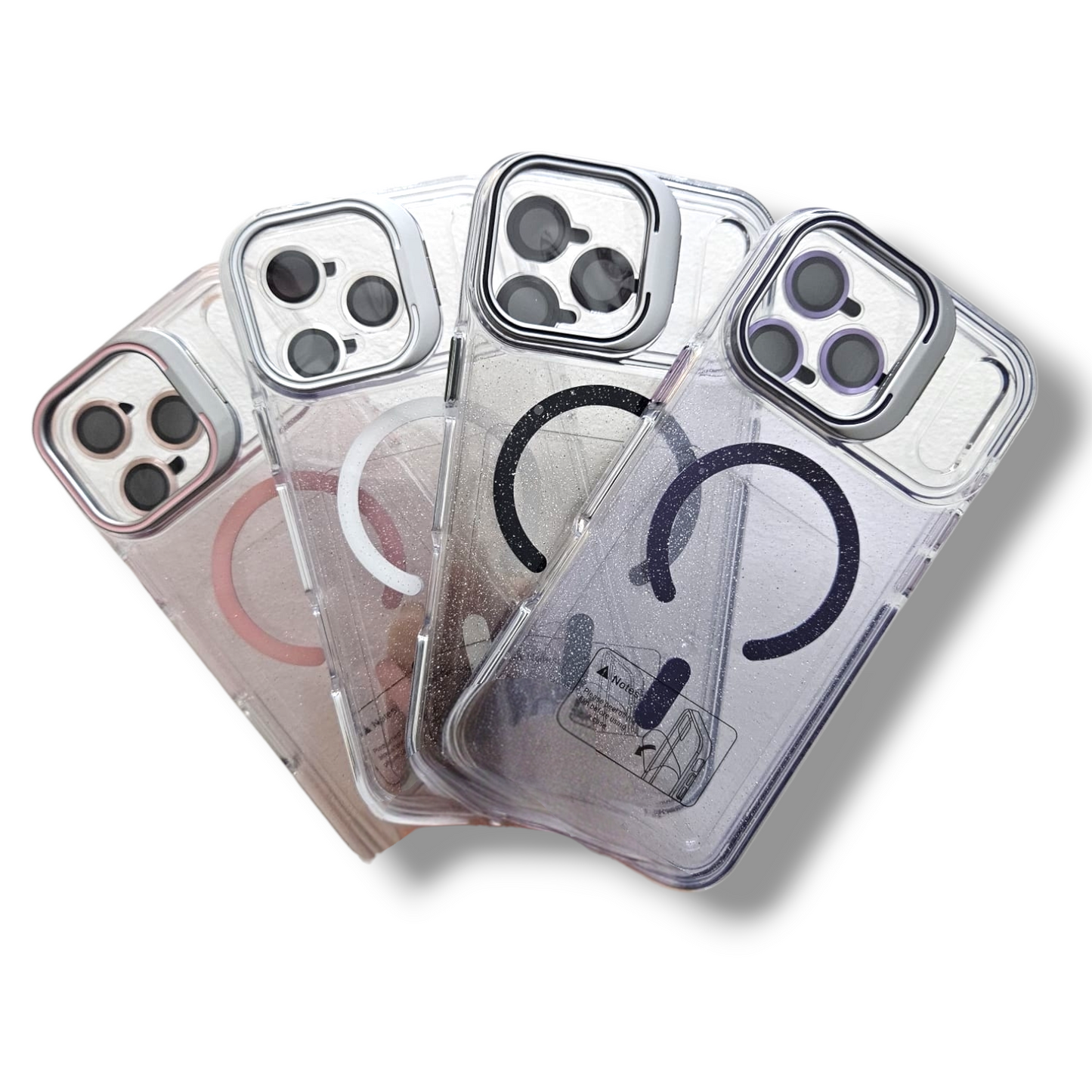 IPHONE 16 - ESTUCHE ESCARCHADO TRASPARENTE CON MAGSAFE Y KICKSTAND COLORES VARIOS + PROTECTOR DE CAMARA
