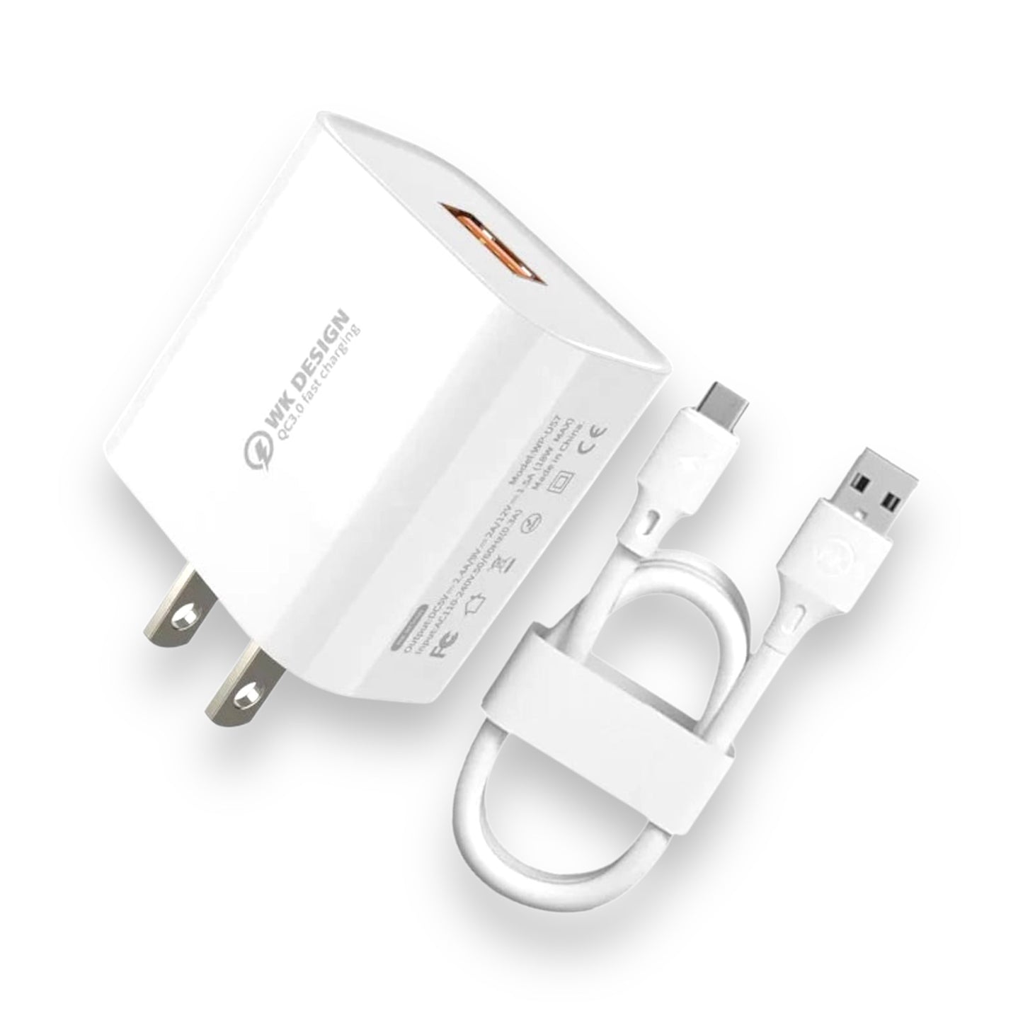 CARGADOR 18W USB-A A MICRO-USB CON CABLE - WK DESIGN WP-U57
