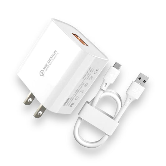 CARGADOR 18W USB-A A MICRO-USB CON CABLE - WK DESIGN WP-U57