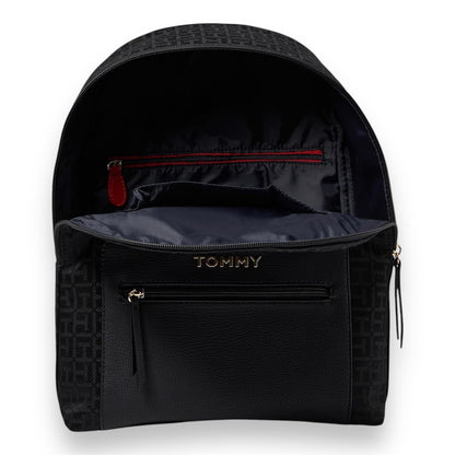 Tommy Hilfiger Alexis II Mochila Smalldome Cuadrado Monograma Jacquard Negro Tonal Talla Única