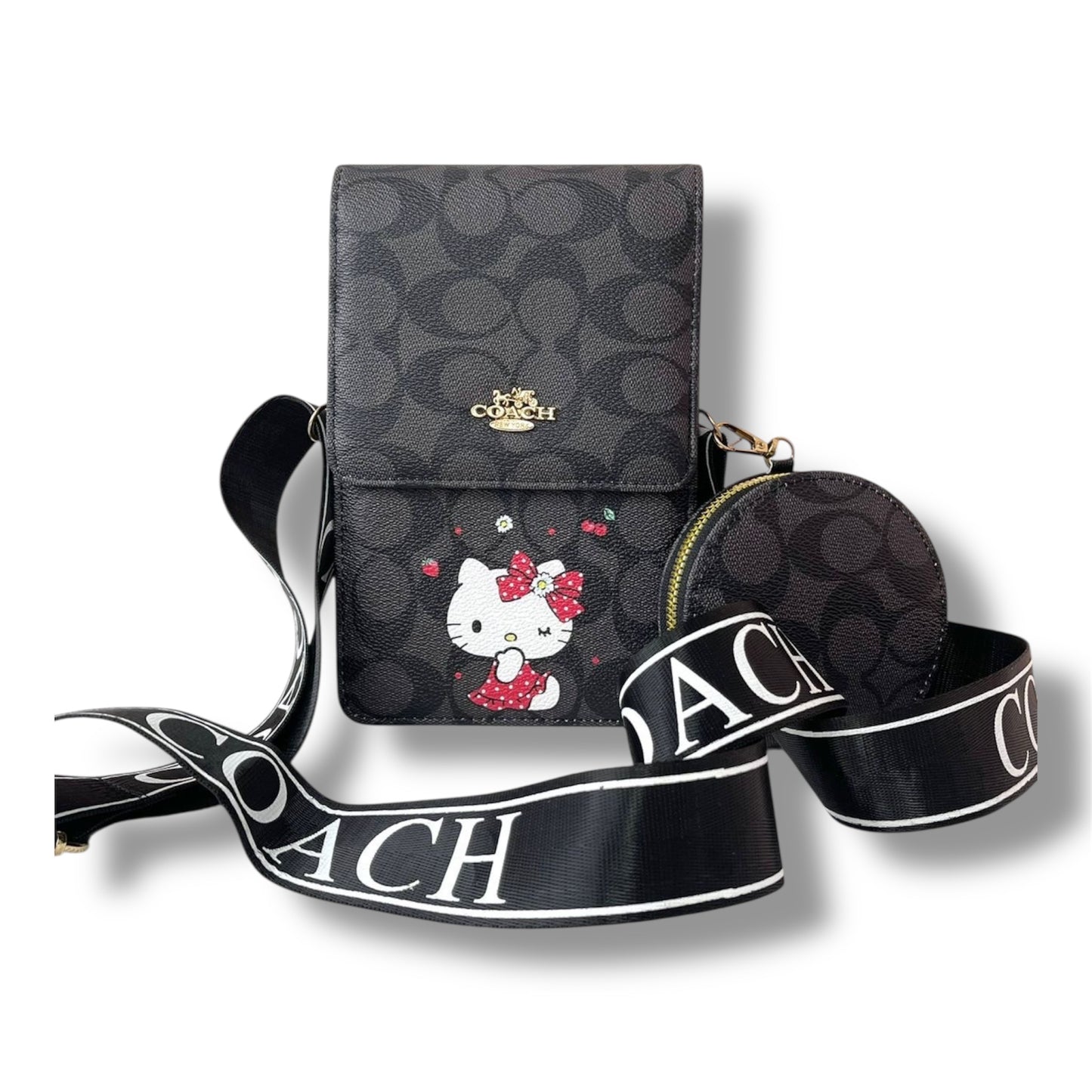 MANOS LIBRE ESTILO COACH CON DISEÑO DE HELLO KITTY
