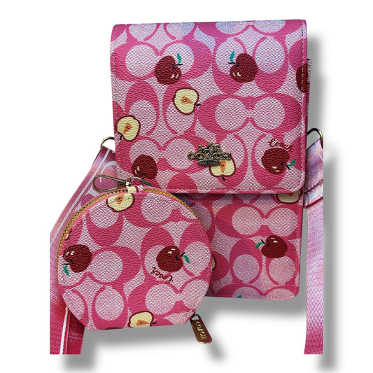 MANOS LIBRE ESTILO COACH CON DISEÑO DE MANZANAS