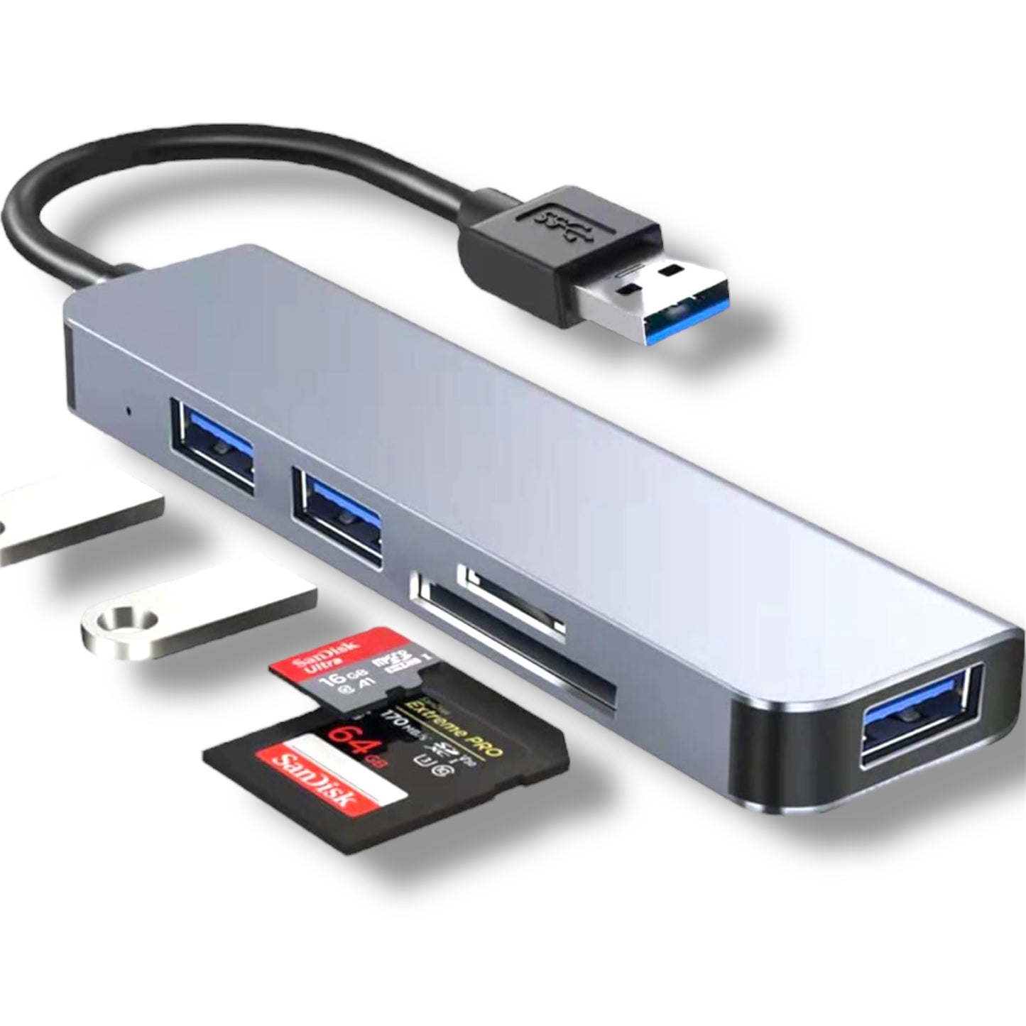 Adaptador USB 5 en 1 USB 3.0 Hub Splitter Adaptador Estación de acoplamiento con USB 3.0 USB 2.0 SD/TF Slot - BYL-2103U
