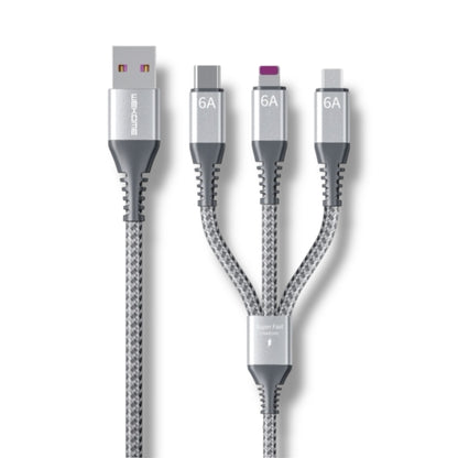 Cable 3 en 1 USB-A a USB-C / MICRO-USB / LIGHTNING 6A 1.2M - TRENZADO WEKOME WDC-170