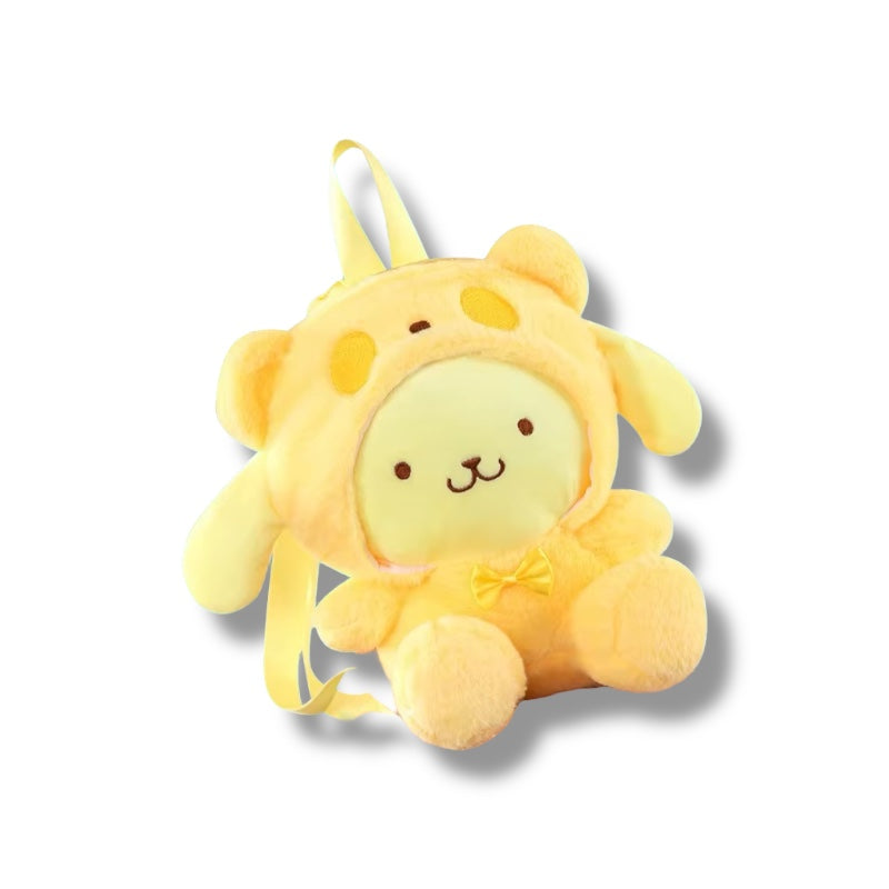 Mochila peluche de Pompompurin para niña - amarilla