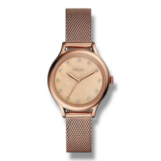 FOSSIL Laney Three - Hand Acero Inoxidable Tono Dorado Rosa de Mujer - BQ3392 - VRCELL Costa Rica