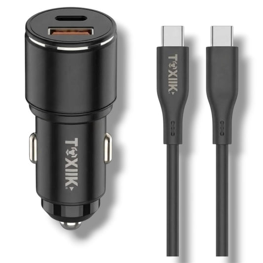 USB-A+C 65W PD QC3.0 CON CABLE USB-C CARGADOR PARA CARRO - TOK-C01