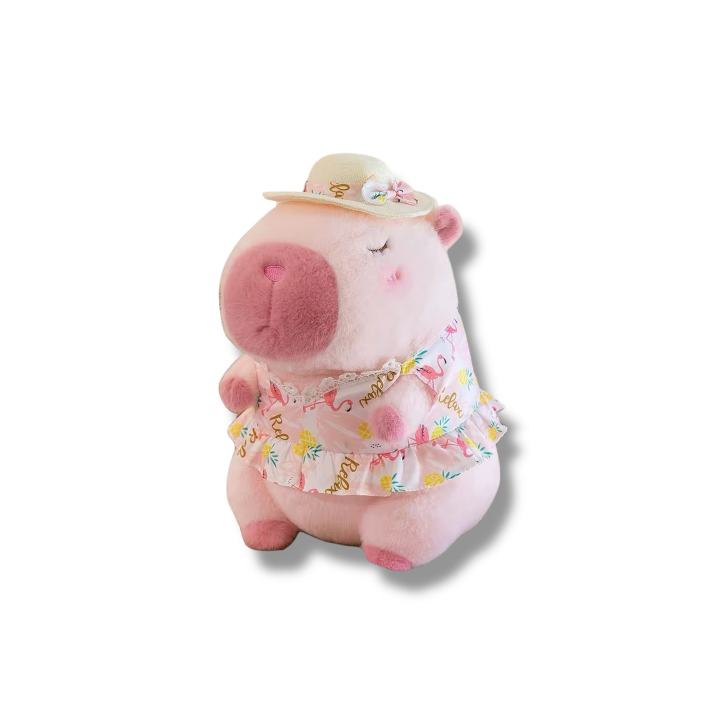 Peluche de Capibara rosado con ropa playera de 26 CM